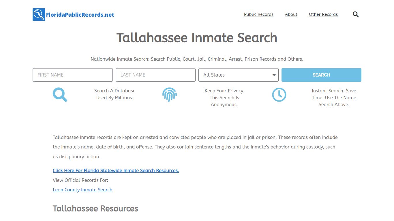 Tallahassee Inmate Search - TPD FL Current & Past Jail Records